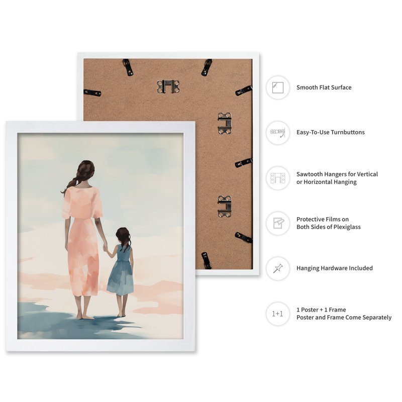 Mother and Daughter No2, Poster, White Framed, 11"H x 14"W