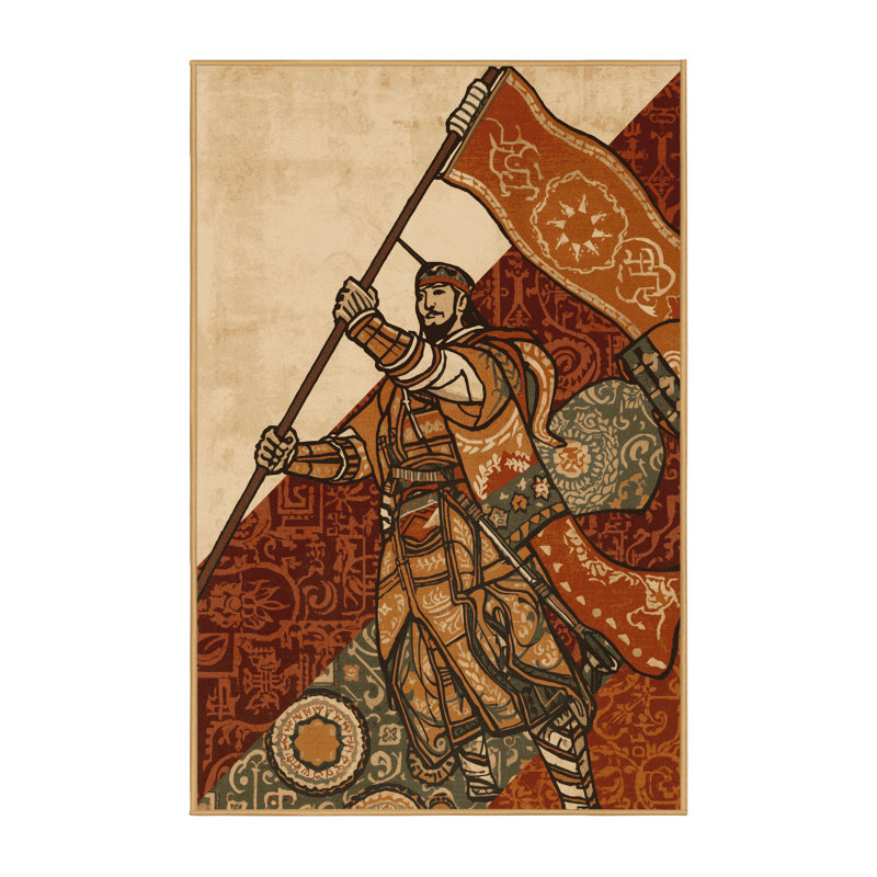 Tapis traditionnel lavable à la machine Barnesville War Banner Carrier, 4 x 6