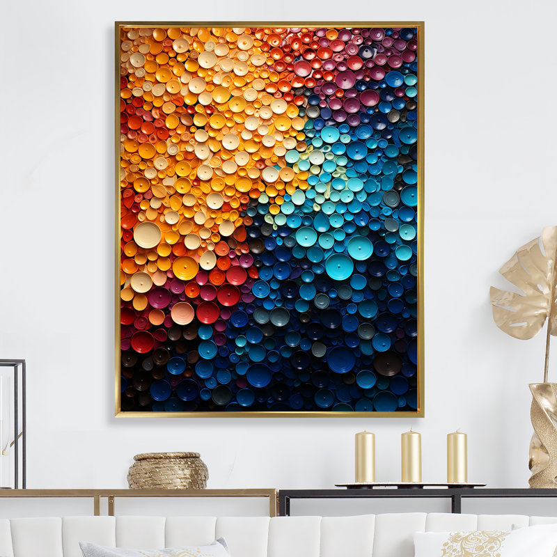 Rainbow Infinite Intricacies - Art mural arc-en-ciel pour le salon, Cadre flottant doré, H 40 po x l 30 po