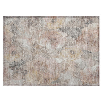 Machine Washable Indoor/Outdoor Xhevrie Taupe Rug