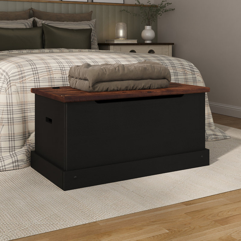 Coffre de rangement en bois Delja noir | August Grove®