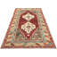 Tapis unique en laine noué à la main des années 1960 de 4 pi x 7 pi 5 po en rouge / bleu