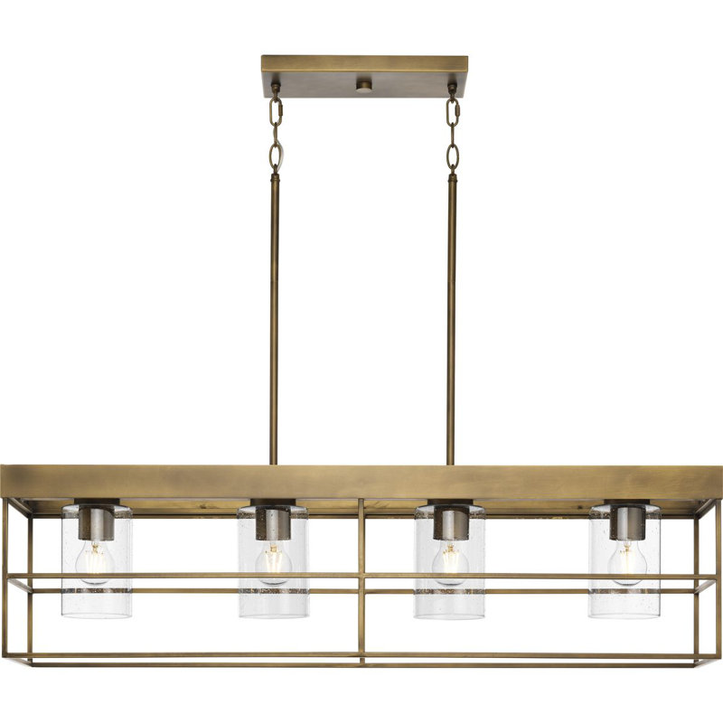 Lustre linéaire moderne à 4 lumières Jonjoe, Bronze vieilli