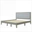 Très grande base de lit en bois d'hévéa très grand, pas besoin de sommier tapissier, capacité de tête de lit capitonnée grise d'une capacité de 800 lb