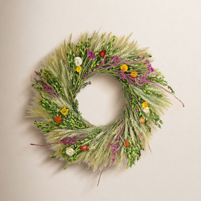 The Holiday Aisle® 22" Wheat and Straw Flowers Spring Wreath