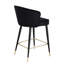 Chaise de comptoir rembourrée en velours tendance avec capitonnage exquis et détails dorés, pieds en métal noir, l 20 po x P 21 po, H 36,5 po, rembourrée de mousse, tabouret élégant-261940836