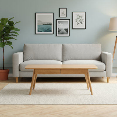 Table 100% multifonctionnelle en bois massif avec rangement, facile à assembler, table basse de bureau / salon, chêne