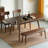 Walnut Color Solid Oak Round Corner Diagonal Leg Telescopic Table