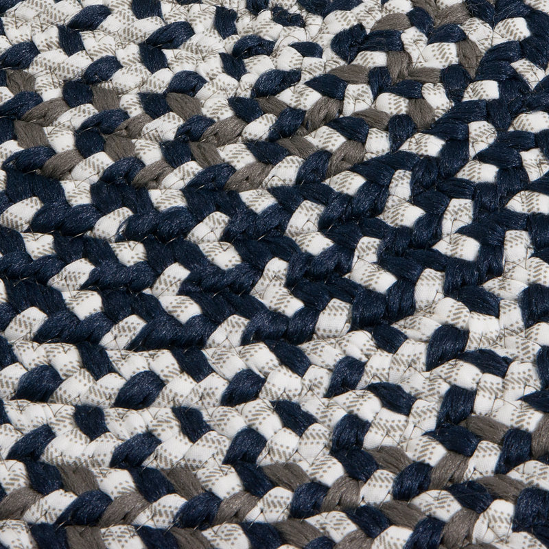 Tapis bleu/blanc tressé à la main Westin, Ovale 2 pi x 3 pi