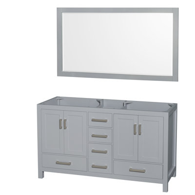 Base de meuble-lavabo double autoportante de 59 po avec miroir de 58 po Sheffield