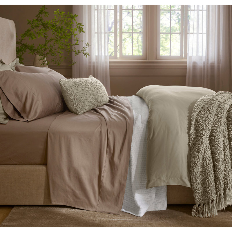 Signature Hemmed Sheet Set, Twin Sheet Set with 1 Pillowcase, Walnut