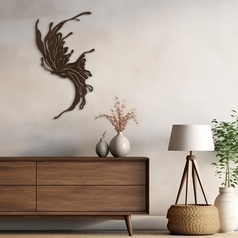 Décoration murale en métal doré minimaliste moderne abstrait, H 36 po x l 24 po x P 0,05 po, Bronze