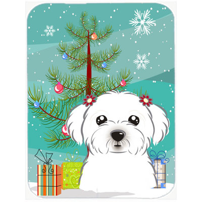 Caroline's Treasures Under the Christmas Tree and Maltese Glass Cutting Board