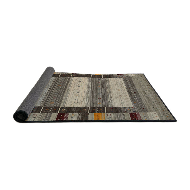 Tapis contemporain gris / beige, Rond 7 pi