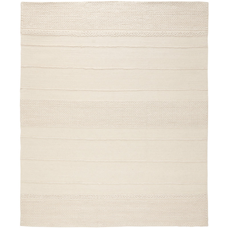 Brookneal Striped Hand-Woven Flatweave Wool/Cotton Natural Area Rug, Rectangle 11' x 15'