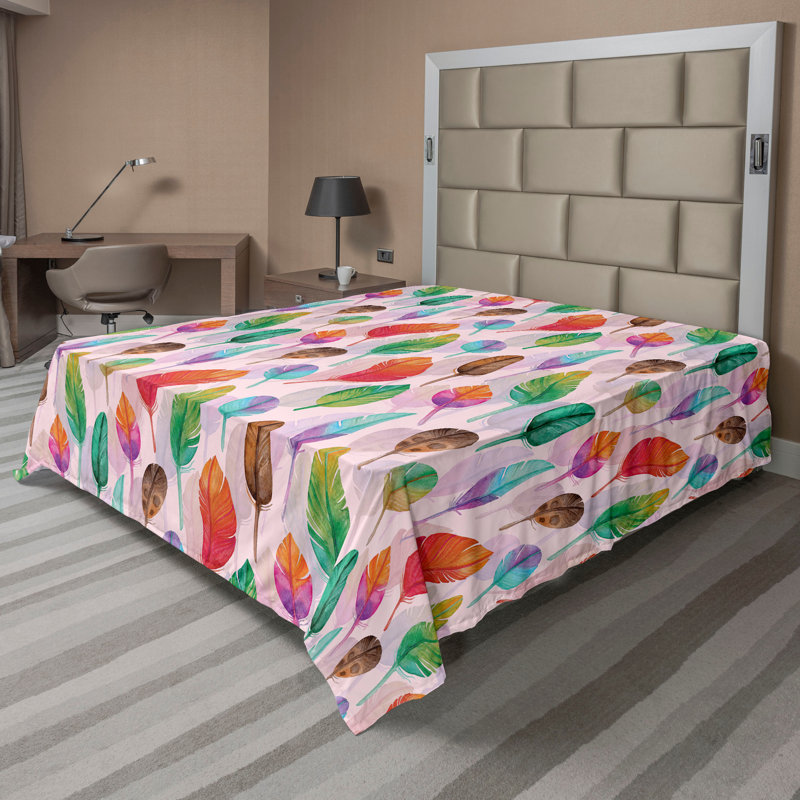 Drap plat Ambesonne, Motif floral rose, Drap plat grand
