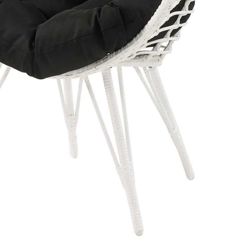 Chaise de patio avec coussin rembourré, Noir, Blanc