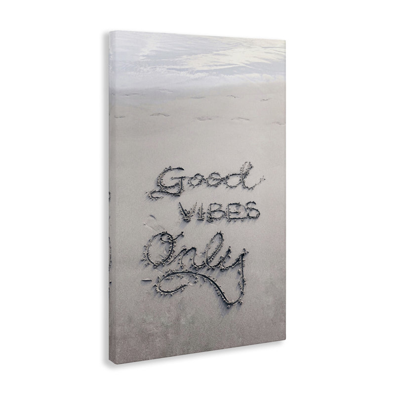 «Good Vibes Only in Sand», art mural sur toile par Incado, H 45 po x l 30 po