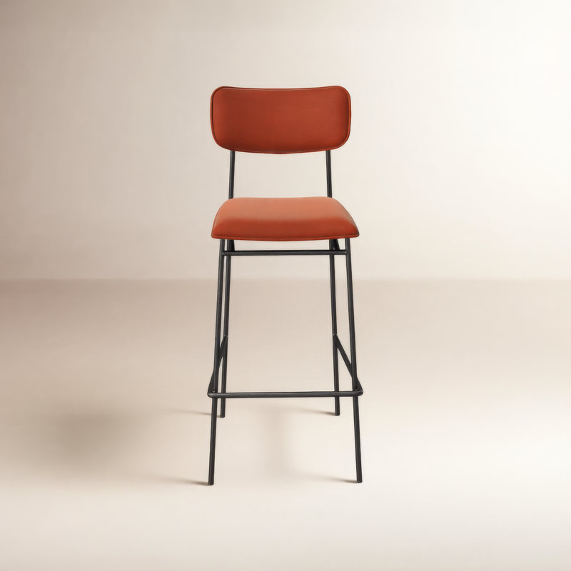 SAILOR BARSTOOL BROWN, Red Velvet, Bar Stool (30” Seat Height)