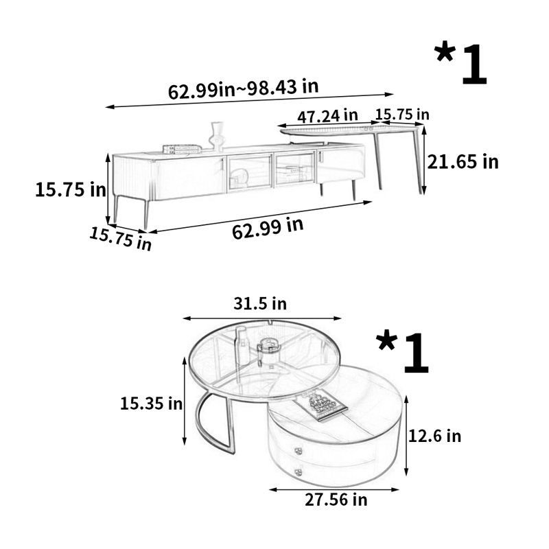 Ensemble de tables basses modernes et minimalistes
