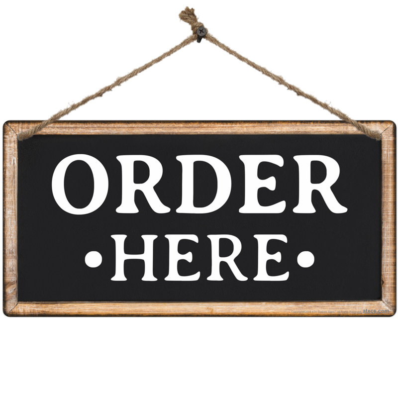Black and White Aluminum Order and Pick-Up Signs Set