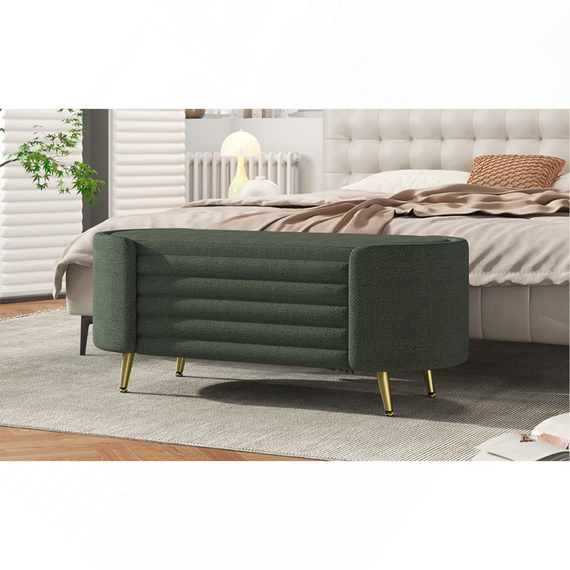 Banc de rangement rembourré Modern End, Green, Green