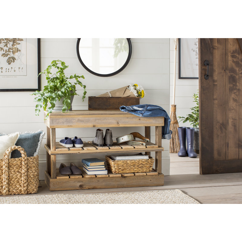8 Pair Solid Wood Shoe Storage Accessory, Natural