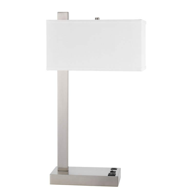 Lampe de bureau argentée 25 po avec prise USB Shetland