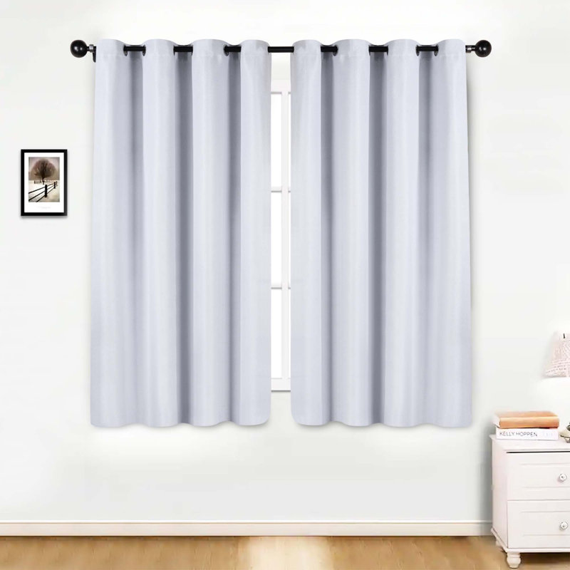 Polyester Thermal Insulated Room Darkening Curtain Panels, Platinum, 52" W x 63" L