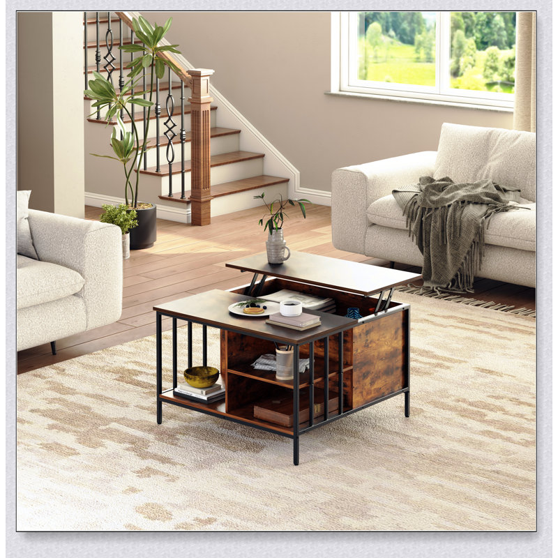 Table basse à plateau relevable avec rangement Farmhouse - 31,5 /