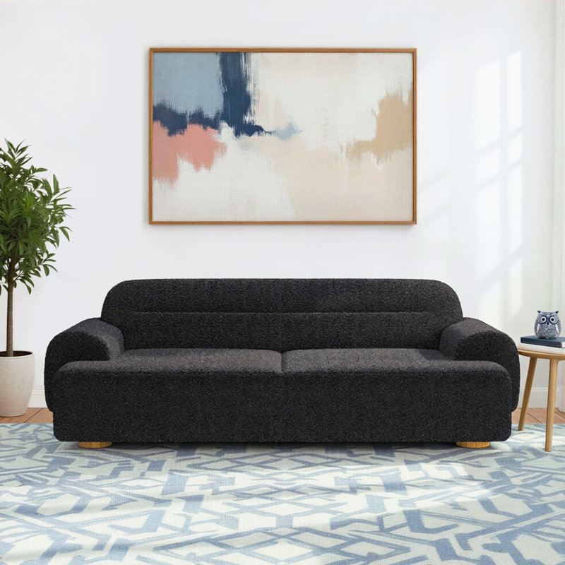 Ayda 89'' Upholstered Sofa, Black Boucle 100% Polyester