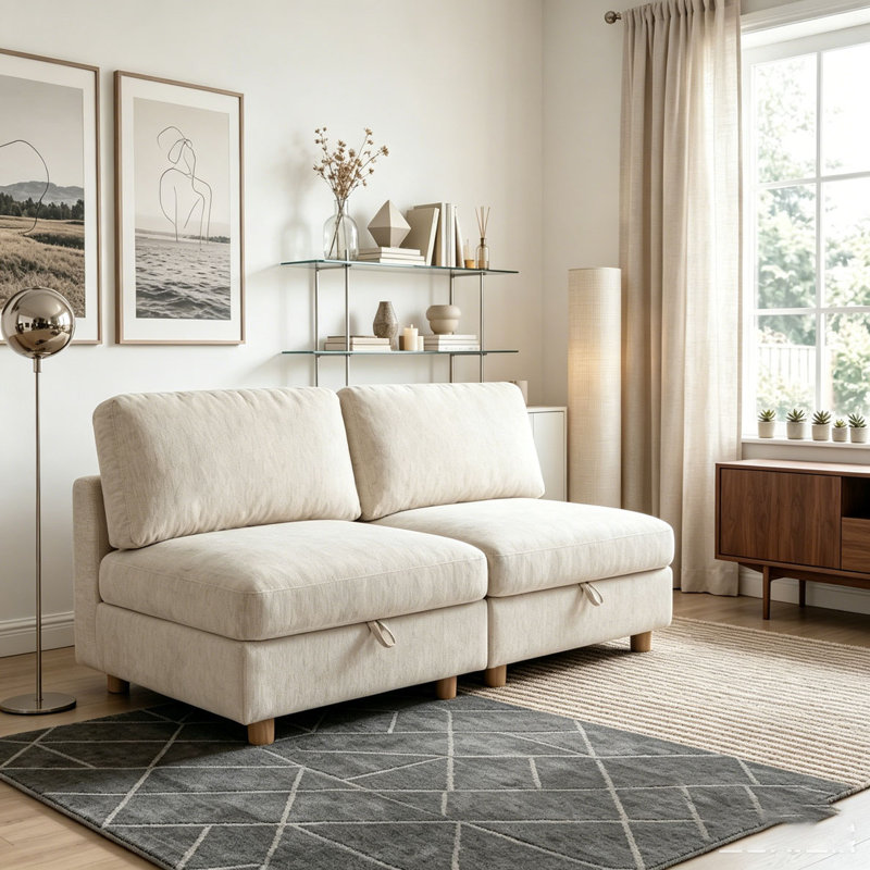Canapé modulaire modulaire, Beige+2  Seat