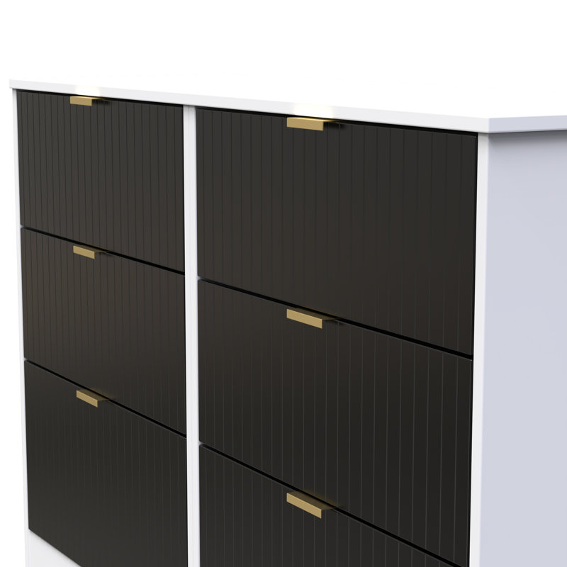 Berklie 115cm W 6 - Drawer Chest of Drawers, Deep Black/White