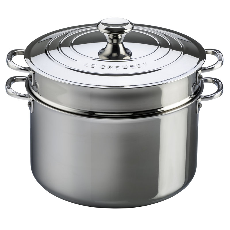 Le Creuset 9 Quart Stainless Steel Stockpot with Basket Insert