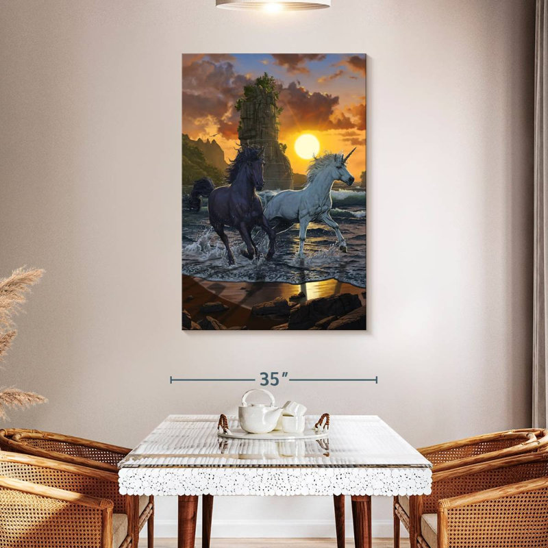 Brampt Unicorns In Sunset, 48" H x 32" W