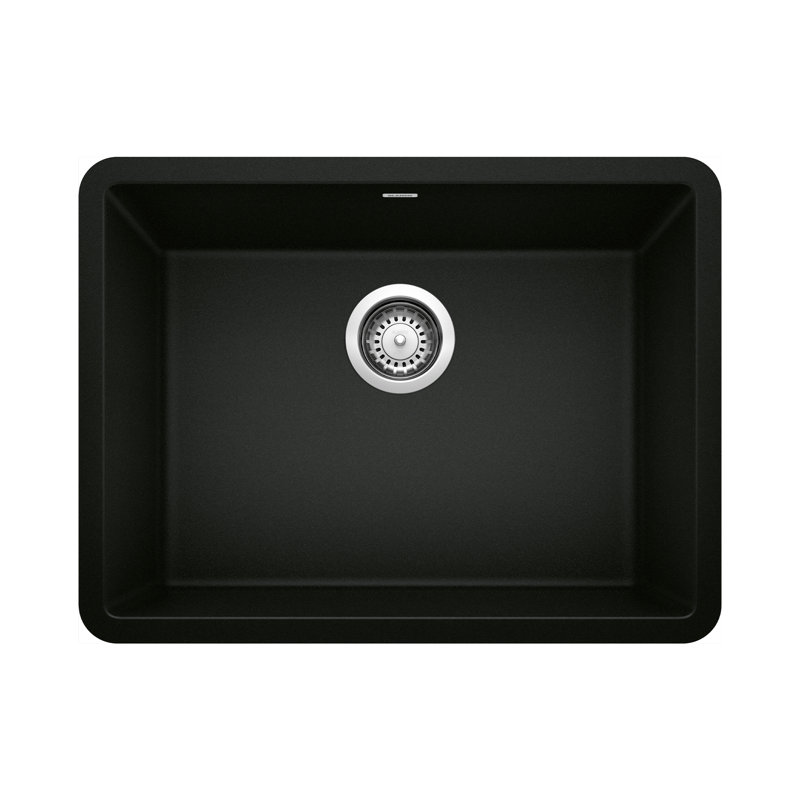 Precis Silgranit 24" Single Bowl Undermount Kitchen Sink - Coal Black, Coal Black