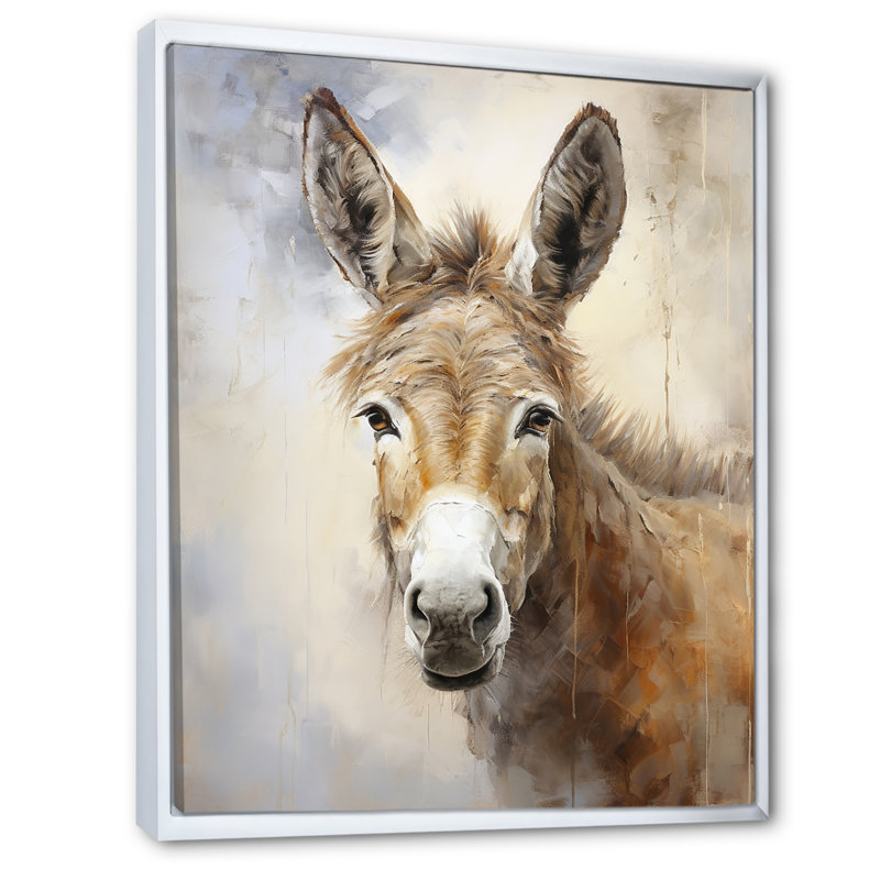 Soph sophistiqué Donkey Portrait II - Donkey, reproduction d'art sur toile encadrée, H 32 po x l 16 po x P 1 po
