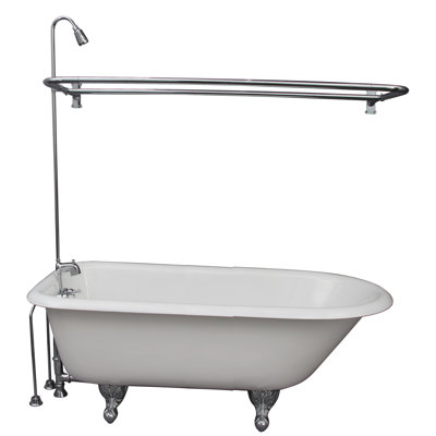 Brocton 68'' x 30.125'' Freestanding Soaking Cast Iron Bathtub with Faucet