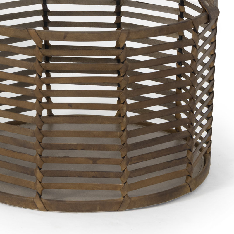 Regina Andrew Finn Leather Basket, 13.25" H x 15" W x 15" D