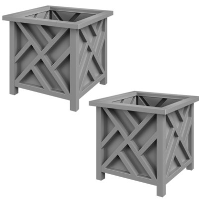  Lattice Planter Box 2-Pack, Gray