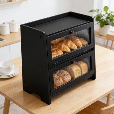 Boîte à pain en bambou pour comptoir de cuisine, récipient de rangement en bois à double couche avec joint magnétique pour garder le pain frais, organisateur de comptoir et cadeau décoratif pour la maison