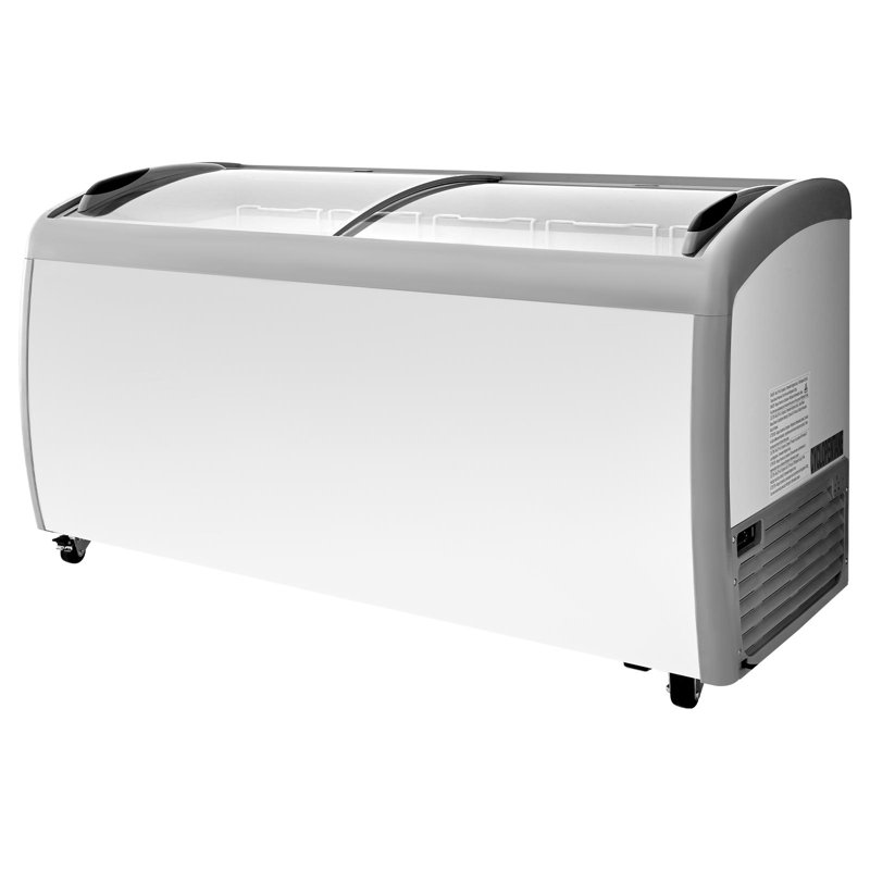 Commercial Ice Cream Display Case, 16.3 Cu.ft Chest Freezer, -19 to 3℉ Temp Adjustable Mobile Top Deep Freezer with 5 Wire Baskets, 2 Sliding Glass Doors, Locking Casters & LED Strip Lighting