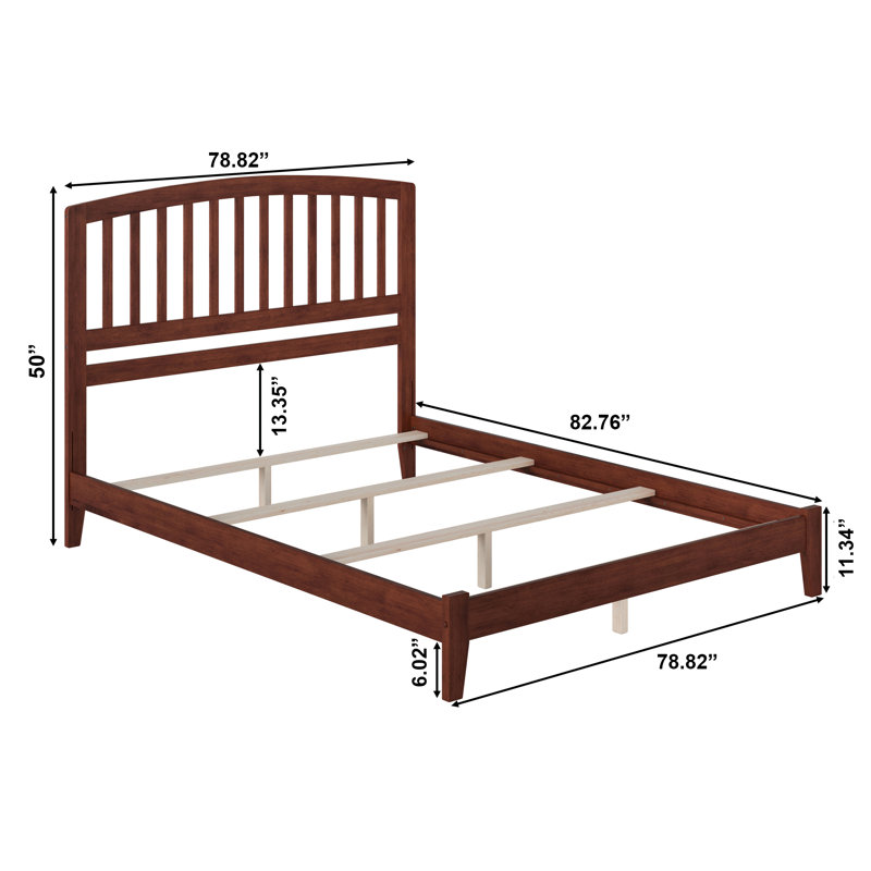 Bharmal Solid Wood Foundation Bed, King, Walnut