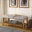 Bench | Contemporary Light Gray Fabric Tufted Seat | Oak Wood Frame with Shelf | Living Room Entryway | LIGHT GREY | Fabric-563617231
