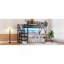 Lit mezzanine double avec escalier, lit mezzanine double en métal avec éclairage et rangement, lit mezzanine haut avec garde-robe et rangement pour enfants, adolescents et adultes-1785192784