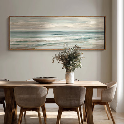 Extra Large Coastal Ocean Wave Seascape Framed Canvas Print Wall Art