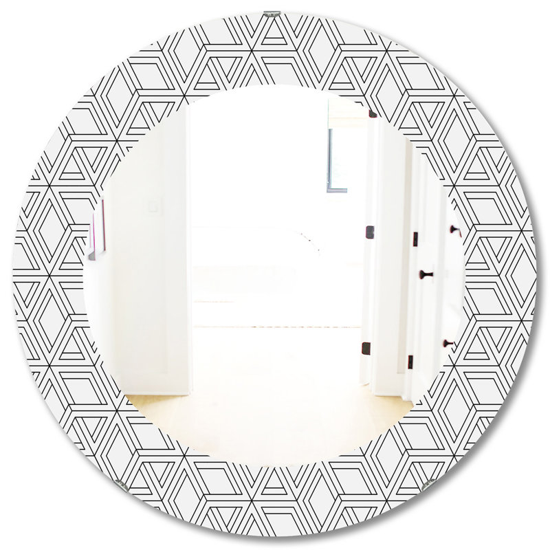 Black & White 2 - Mid-Century Modern Mirror, 31.5" H x 31.5" W