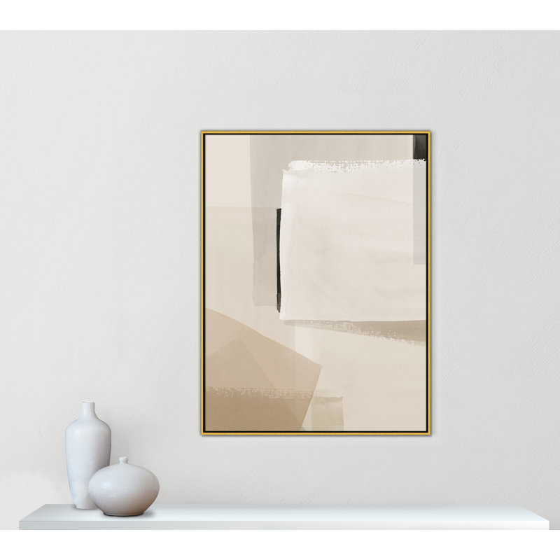 Imprimé calme et géométrique par Hazel J, 37.5'' W x 49.5'' H, Framed Canvas, Gold Floater