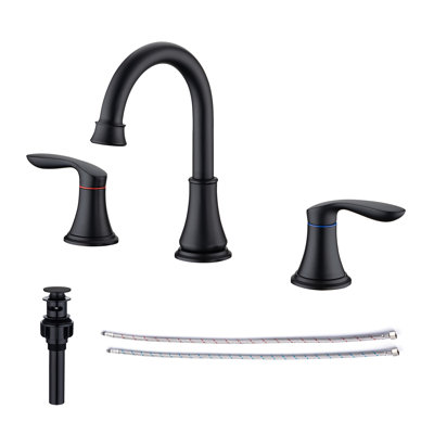 Widespread 2-handle Bathroom Faucet with Drain Assembly