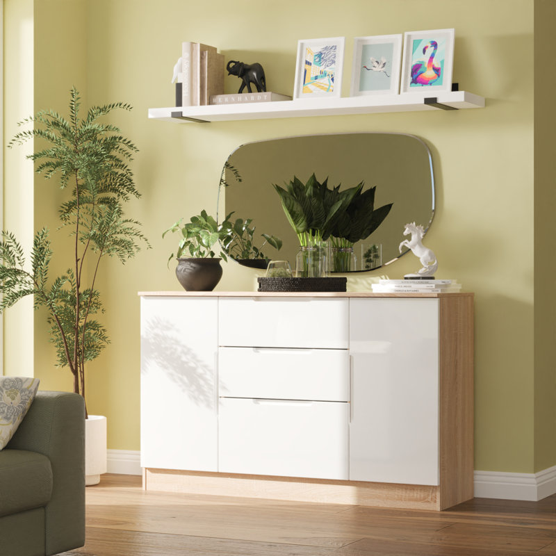 Chantez 126cm Sideboard, White/Oak